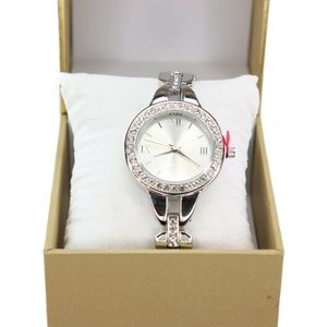 Charter Club Womens Silver-Tone Crystal Watch